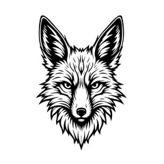 Tribal Style Black and White Fox Head Vector Illustration

