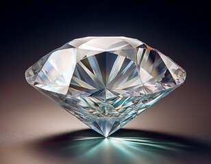 Polierter Diamant mit funkelndem Facettenschliff und höchster Brillanz auf neutralem Hintergrund