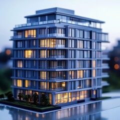 Obraz premium Luxury Apartment Building with Contemporary Design and Reflective Water