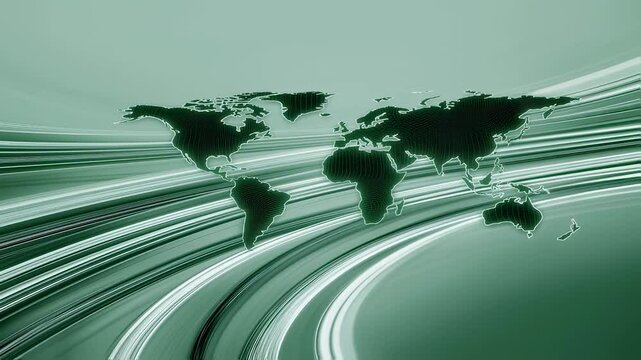 Futuristic world map background with soft white and green color