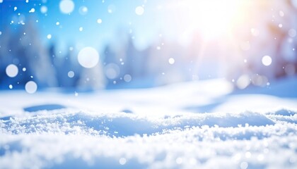 Fototapeta premium Winter wonderland scene with snow and bokeh