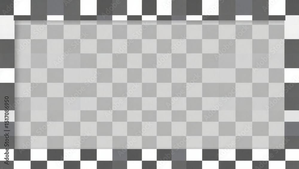 Poster checkerboard pattern frame with alternating black and white squares surrounding a gray checkered cen