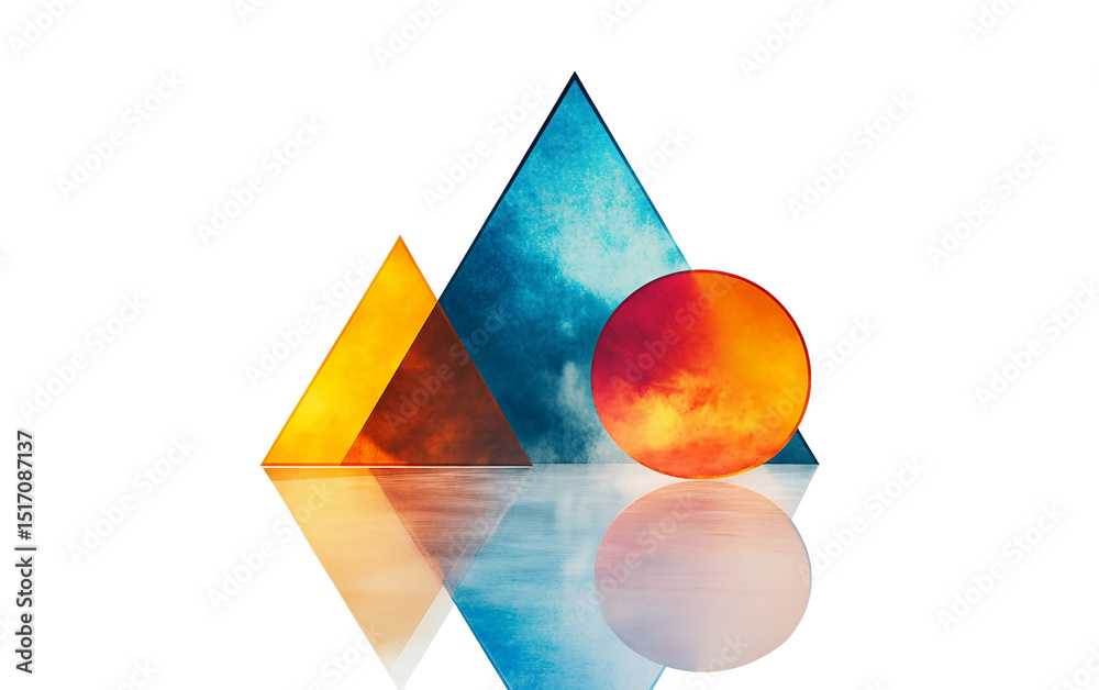 Wall mural minimalist geometric composition featuring colorful shapes and abstract design elements isolated on 