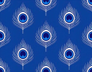 Peacock feather pattern on a blue background
