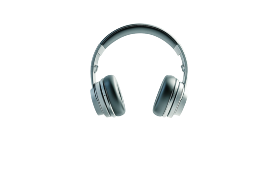 Matte grey minimalist headphones with smooth floating effect and contemporary style isolated on transparent background PNG