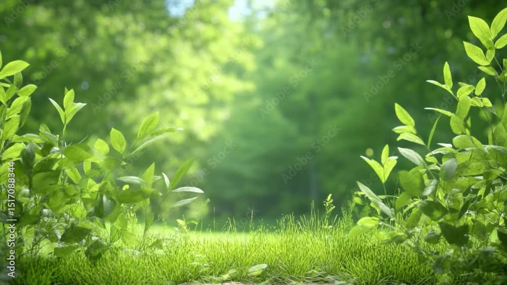 Poster pathway to serenity: a tranquil view in verdant foliage, and nature’s delicate embrace. capturing th