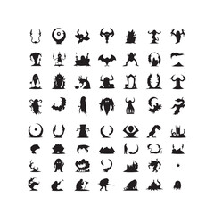 Obraz premium Collection of black silhouette monsters and creatures