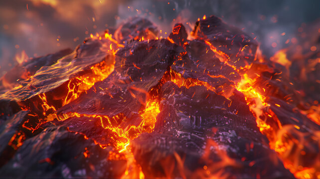 Burning firewood in a fireplace. Pile of firewood, stack of firewood. Wood scraps, chips, cuboid. Firewood doodles campfire. Fire in the fireplace, funeral pyres. Burning ashes, lava, bornfire