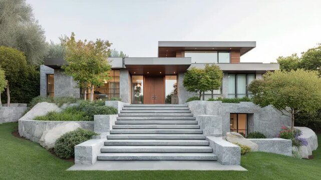 premium mansion exterior design for  featuring facade that highlights horizontal lines