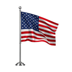 An American flag on a white or transparent background. 4th July, 4th of July, Independence Day of America