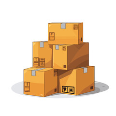 Professional Vector Illustration of Stacked Delivery Cardboard Boxes Isolated on White Background