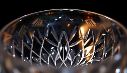 close up of a glass with a black background