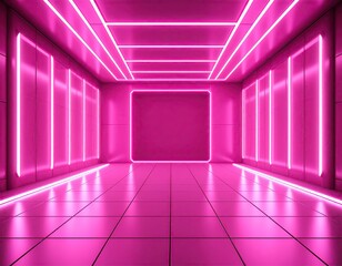 Pink neon tunnel interior