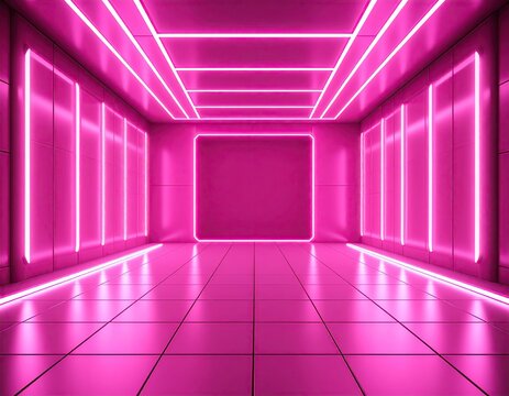 Pink neon tunnel interior