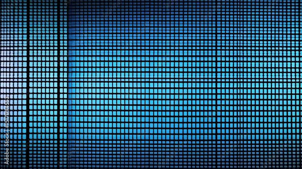 Poster abstract gradient grid pattern with rainbow spectrum of glowing squares flowing from cool blues to w