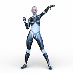 女性サイボーグ　3DCGレンダリング