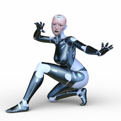 女性サイボーグ　3DCGレンダリング