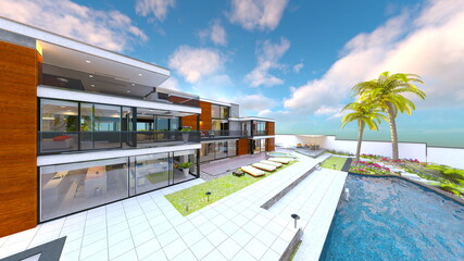 リゾートホテル　3DCGレンダリング