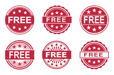 Set of red grunge FREE rubber stamps with star accents