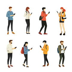 Professional Vector Illustration of People Interacting with Smartphone Device