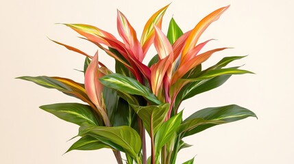 Vibrant indoor plant with colorful leaves in natural setting