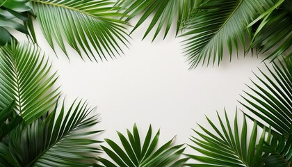 Naklejka premium tropical palm leaf border with shades of green offering a calming and natural frame