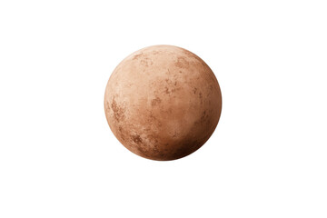 Small, round, brown object is on a white background, isolated