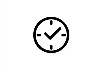 Minimalist clock icon with checkmark symbolizing time management and efficiency