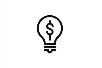 Simple black dollar sign lightbulb icon on white background