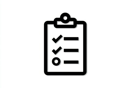Minimalist checklist icon with checkmarks on clipboard