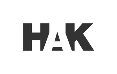 HAK logo design. Initial letter H A K bold font style for tech startups, consulting, corporate branding. Creative company name, headlines typography identity, trendy logotype.