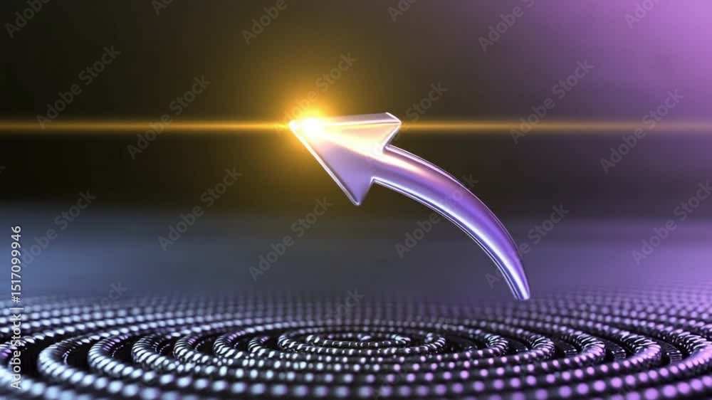 Poster Ascending Trajectory: A silver arrow points upward, signifying progress, direction, and ambition against a captivating backdrop of concentric circles and a brilliant streak of light.