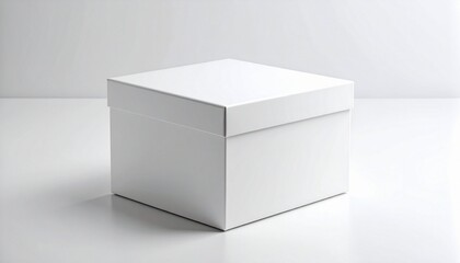 Fototapeta premium Close up of a white box mock up template on white background