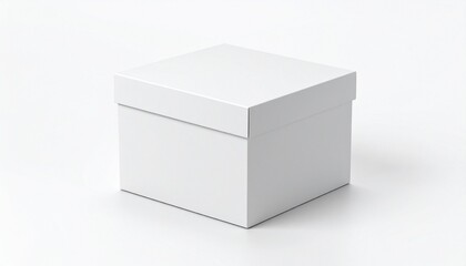 Fototapeta premium Minimalist empty cereal box makeup, Product packaging cardboard box isolated on white background.