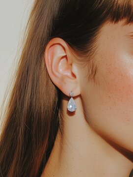 Luxury Earrings Model Portrait with Elegant Jewelry Accessories