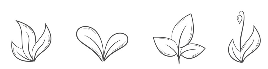 Spring plant line illustrations. Nature, gardening and floral design elements. Isolated vector images