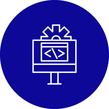 Programming Language Vector Line Blue Circle Icon Design