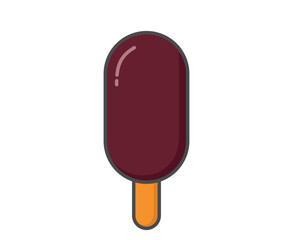 Chocolate ice cream illustration. Cold dessert and summer food. Isolated vector image