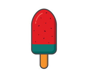 Red green ice lolly. Ice cream, cold fruity dessert and summer food. Isolated vector image