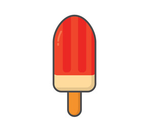 Red white ice lolly. Ice cream, fruity dessert and summer cool food. Isolated vector image