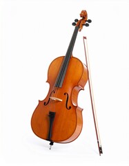 Fototapeta premium Beautiful cello isolated on white. Classic musical instrument. Violin isolated