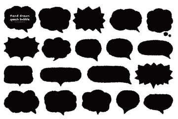 モノクロ手描きふきだしデザイン