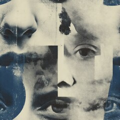 seamless this artwork features a halftone print texture, combining various facial elements in captivating pattern ideal for backgrounds diverse design projects.