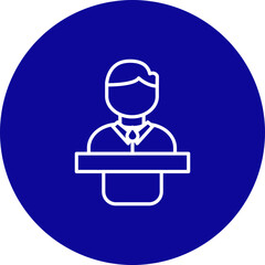 Speech  Vector Line Blue Circle Icon Design