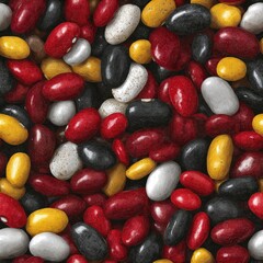 seamless background a vibrant collection of beans in various colors and textures fills the canvas. appearance showcases rich detail variety, perfect for use.