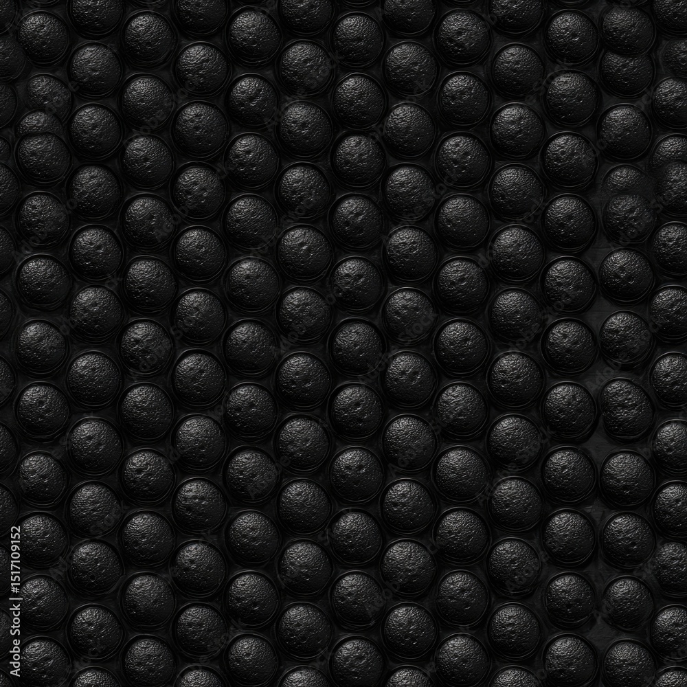 Poster seamless display of raised black spheres arranged in a pattern on solid background, ideal for use as