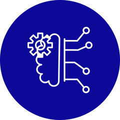 Brain Control  Vector Line Blue Circle Icon Design