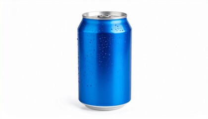 Obraz premium Aluminum blue can on white background, Water drop on the can. File contains with clipping path so easy to work. 