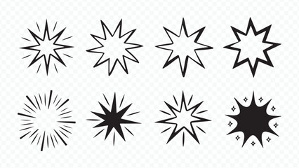 Black vector sparkle star silhouettes pattern