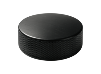 High-Quality Black Hockey Puck Designed for Professional Use, Perfect for Ice Sports and Training, Isolated on Transparent and White Background